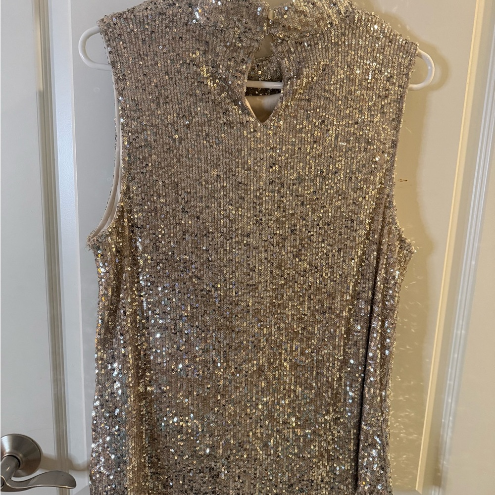 Cable & Gauge Silver Sequin Draped Cowl Neck Tank - Picture 6 of 6
